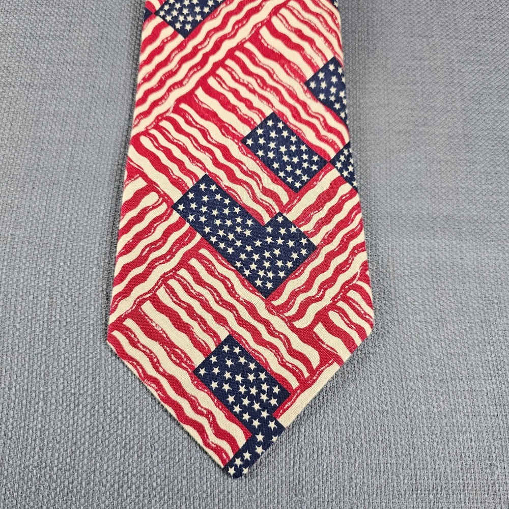 Railroad Mens American Flag Patriotic Necktie Red White Blue Stars Stripes